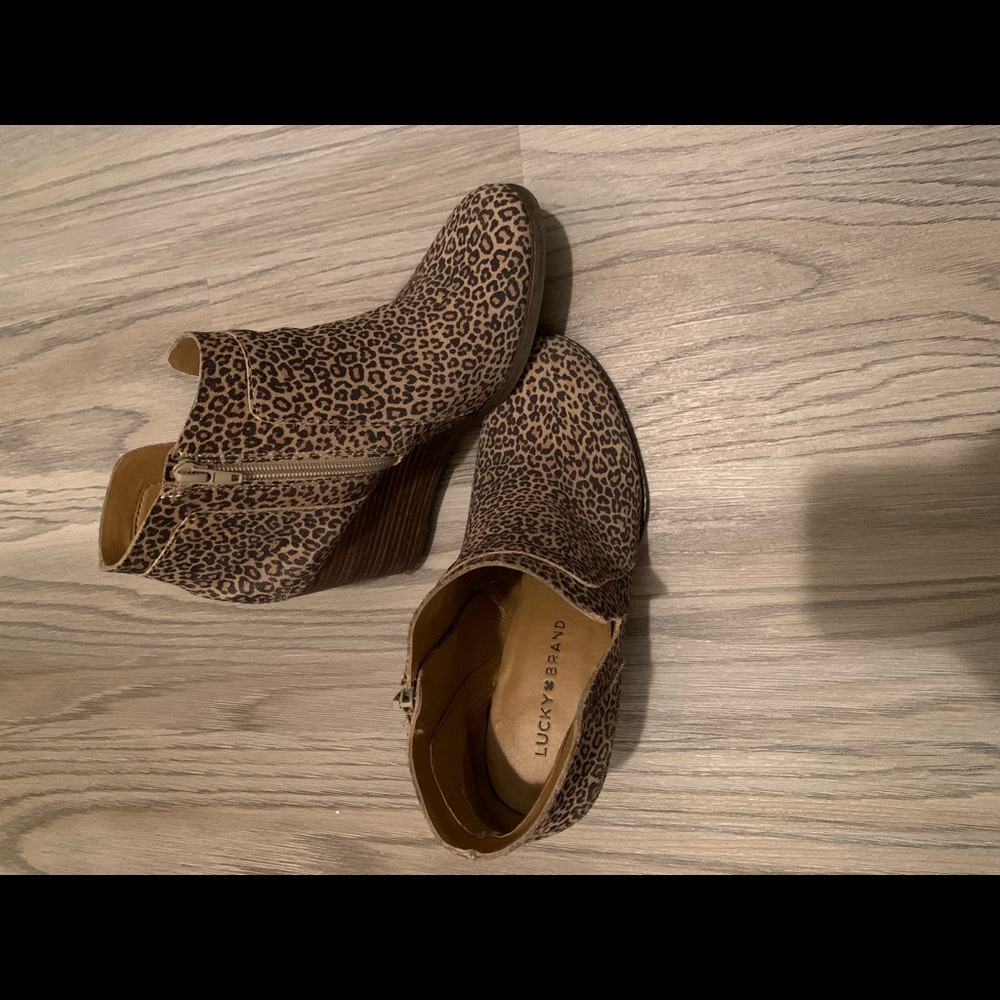 Leopard print Lucky Brand booties for sale.